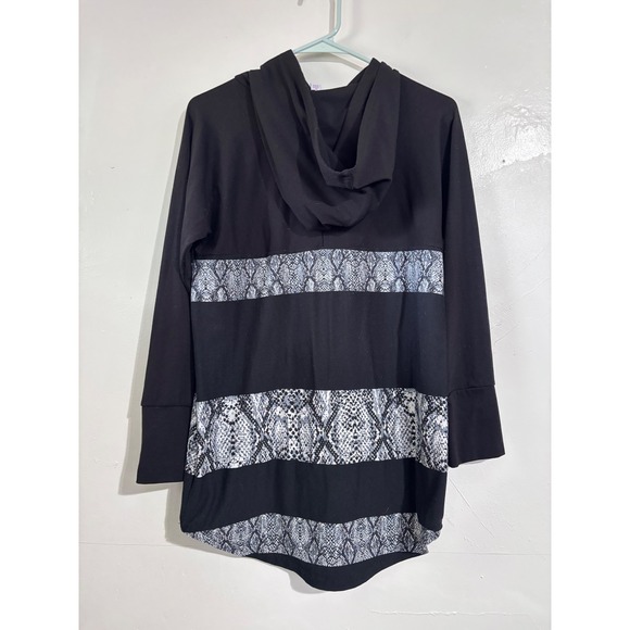 LuLaRoe Women's Medium Hoodie Dress Black Snakeskin Print Casual - Picture 3 of 7